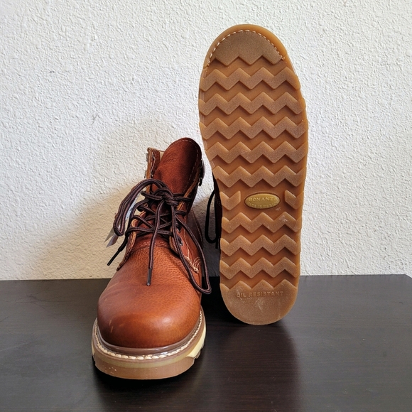Bonanza Light Brown Leather Round Toe Boots - Picture 3 of 4